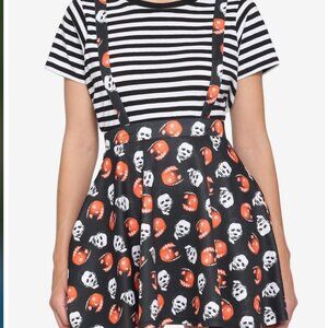 Hot Topic Halloween Michael Meyers Pumpkin suspender skirt size small.